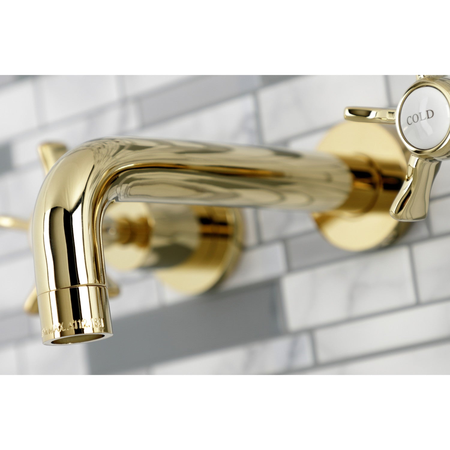 Kingston Sona KS8122NX - Hamilton Double-Handle 3-Hole Wall Mount Bathroom Faucet, Polished Brass — thumbnail 3